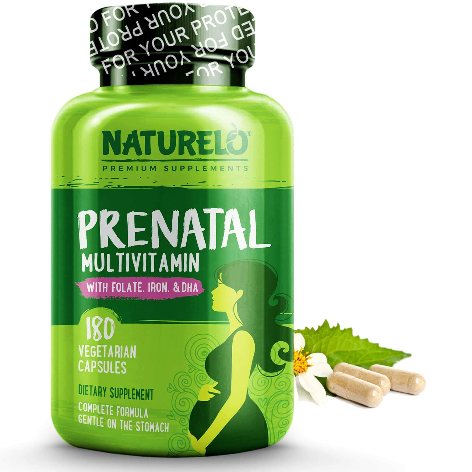 NATURELO Prenatal Multivitamin with DHA, Natural Iron, Folate, Plant