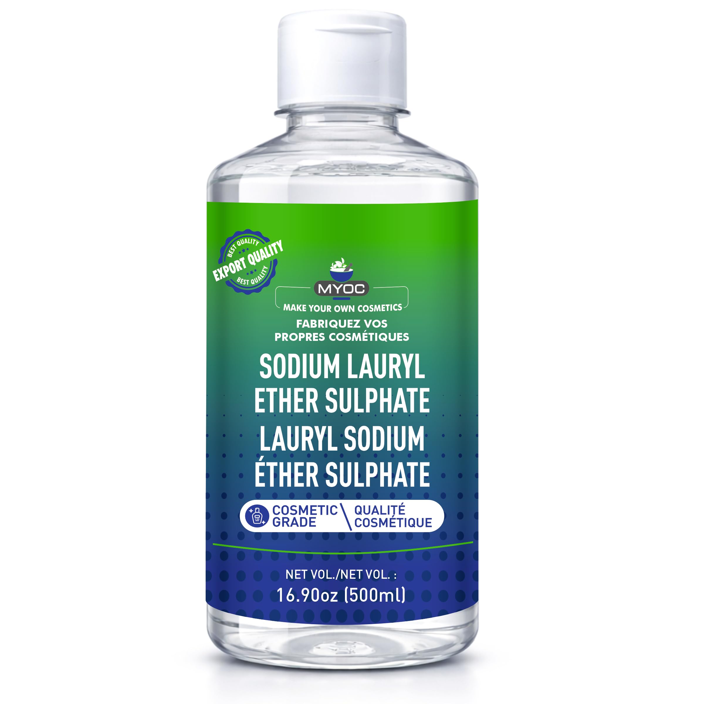 MYOC sodium lauryl ether sulphate (500ml) |face, hair, hand wash products| cleanser, foaming agent, emulsifier, |used in Shampoo, soap, detergent, Bubble Bath, Shower Gel