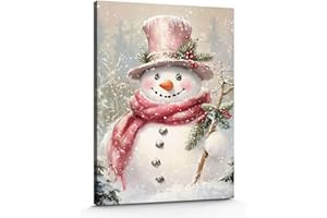 GSPQAZ Snowman Christmas Wall Art - Winter Holiday Canvas Print for Festive Home Décor 12x18inch-Unframed
