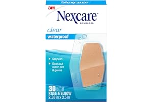 Nexcare Waterproof Clear Bandages For Knee And Elbow, Stays On Skin In The Bath, Shower Or Pool, 2.38 x 3.5 in, 30 Count