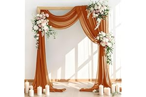 LINXTAR Wedding Arch Draping Fabric 1 Panel 30'' x 18FT Terracotta Sheer Chiffon Arch Drapery for Photo Booth Bridal Shower Baby Shower Church Decor Newborn Photography Christening Outdoor Party