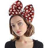 Bubbmi Polka Dot Hairband - Large Sequin Bow Headband, Women's Festival Costume Hair Accessory for Birthday Party, Handmade, 1 Piece