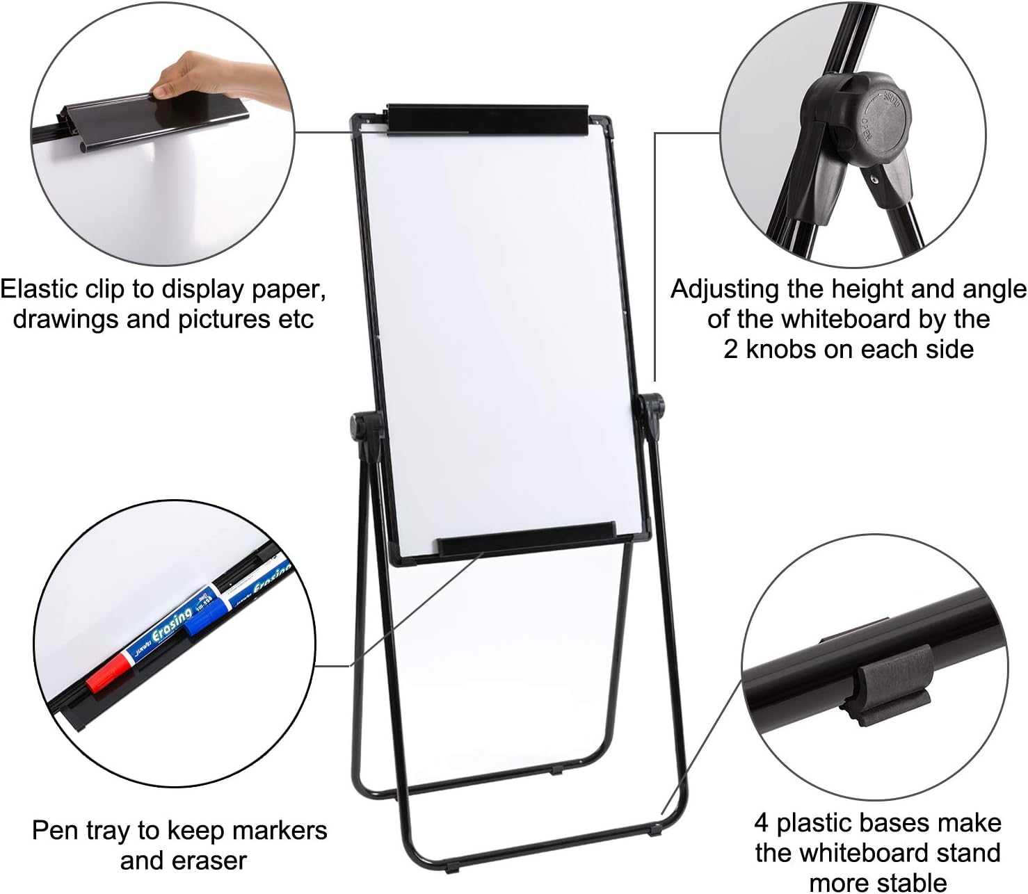 DOEWORKS Flip Chart Easel Whiteboard 90x60cm U-Stand, Double Sides Magnetic White Board Flipchart - Image 4