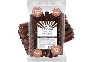 HAPPY BITES Sweet Roots Chocolate Flavored Licorice Twists (16 oz / 1 Bag) - JUMBO Size – Certified Kosher - Vegan - Fat Free