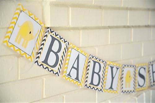 Amazon Com Yellow And Gray Elephant Baby Shower Banner