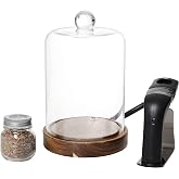 Crafthouse by Fortessa Individual Mini Glass Smoke Cloche for Cocktails/Charcuterie/Drinks/Food with Handheld Smoker, 3 Piece
