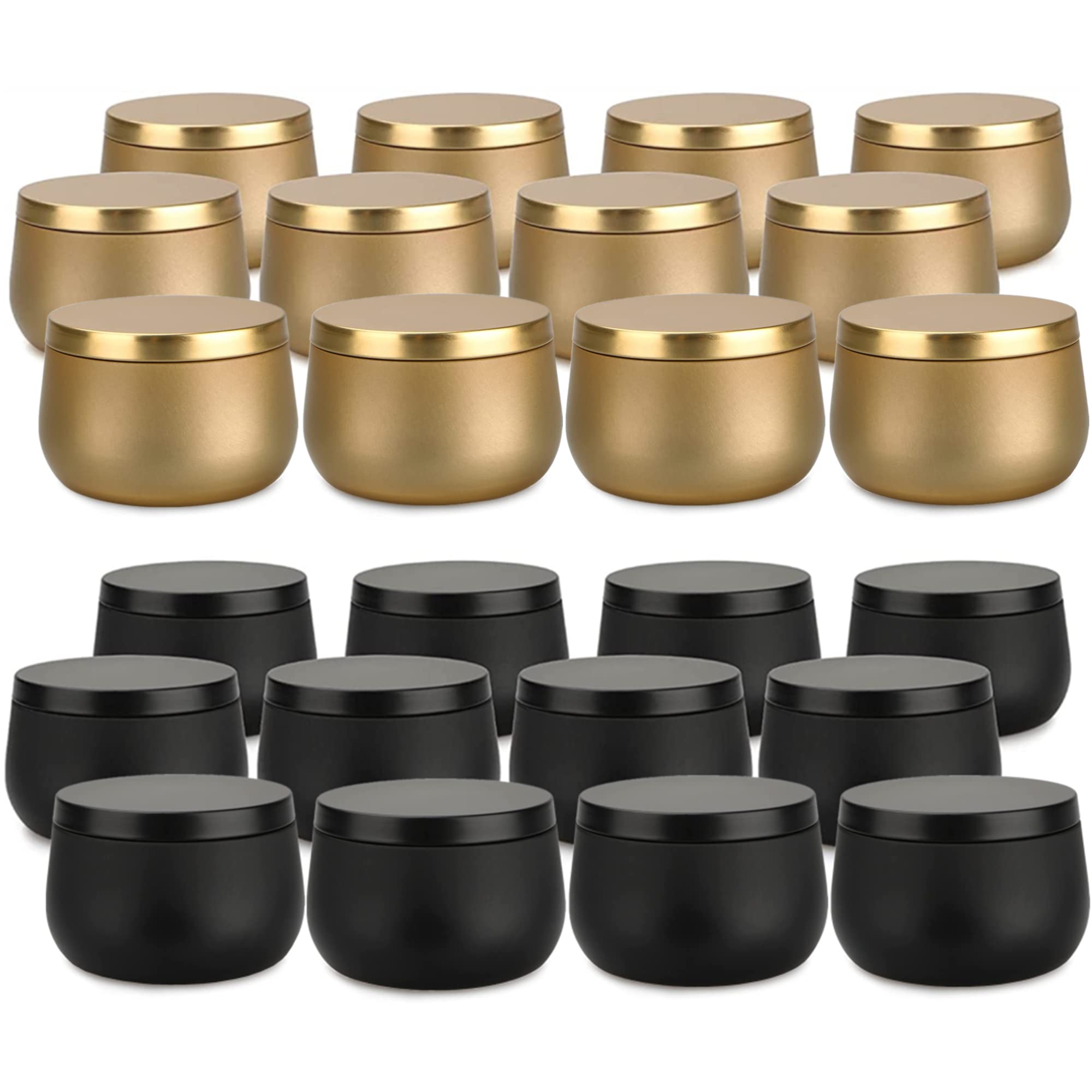 Photo 1 of 8oz Candle Tins 24 Pieces,Candle Jars Candle Containers with Lids, 8 oz, for Candles Making, Arts & Crafts, Storage, and Gifts (Black 12PCS+Gold 12PCS)