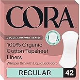 Cora 100% Organic Cotton Topsheet Period Liners (42 Regular Period Liners)