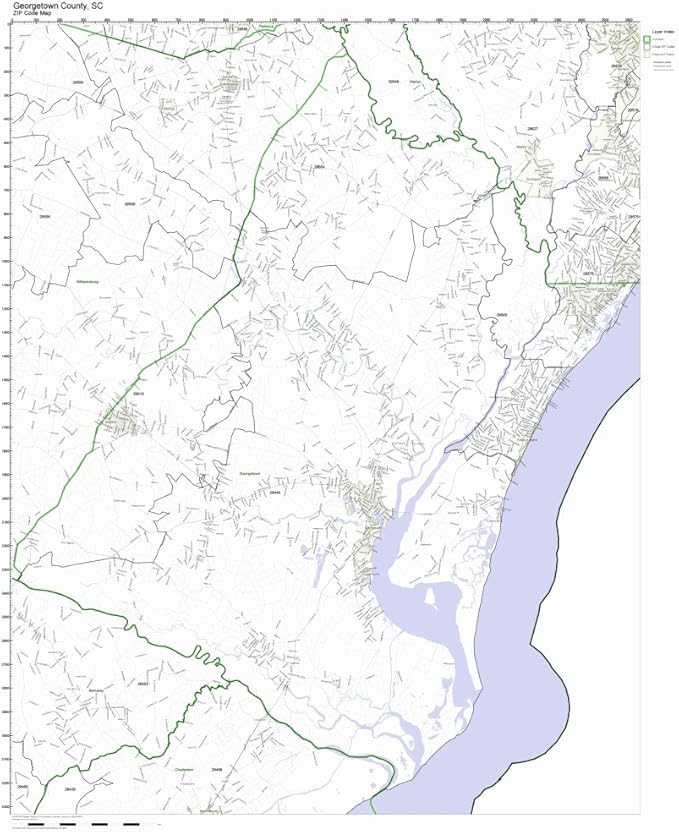 County, South Carolina SC ZIP Code Map Not
