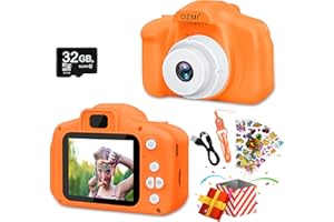 OZMI Digital Mini Camera for Kids, Christmas Birthday Gift for Kids Age 3-12, Selfie Camera for Toddler Boys Girls, Children Toy Camera for 3 4 5 6 7 8 9 Year Old Girls with 32GB SD Card - Orange