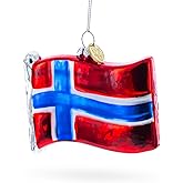Waving Flag of Norway Blown Glass Christmas Ornament