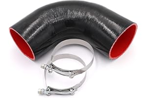 TuoLauthon 90 Degree Elbow Coupler Silicone Hose with T-Bolt Clamp for Turbo/Intercooler/Intake Piping, Length 102mm Thicknes