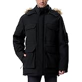 UIQUR Men's Winter Down Coat Waterproof Heavyweight Hooded Parker Jacket for Men with Multi-Pockets