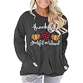 Plus Size Women Thanksgiving Shirt Thankful Greatful Blessed Tee Pumpkin Graphic Casual Raglan Long Sleeve Fall Tops 2X-5X