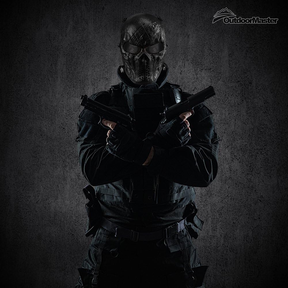 OutdoorMaster Airsoft Mask - Full Face Mask with Mesh Eye Protection (Black) : Sports & Outdoors