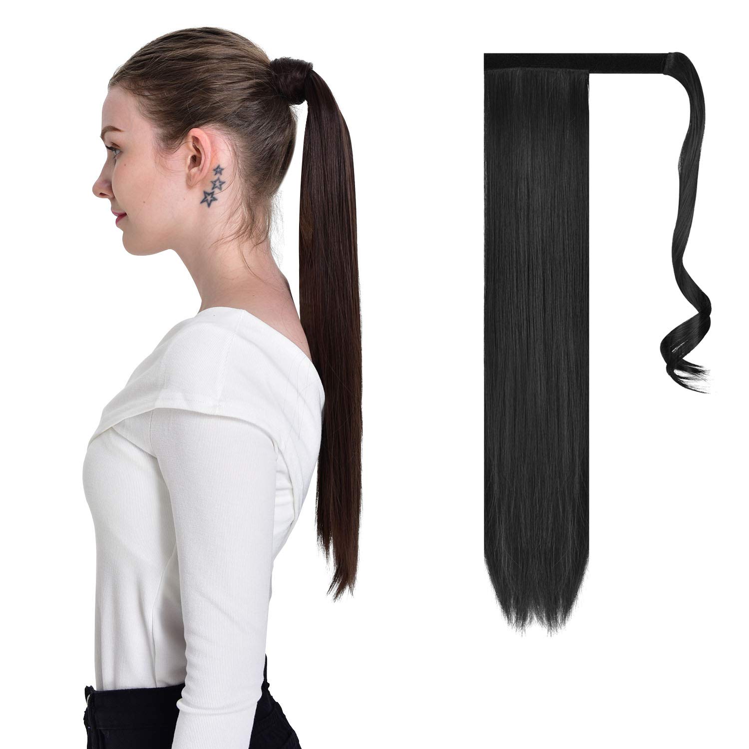 Amazon Com Feshfen 24 Long Straight Wrap Around Ponytail