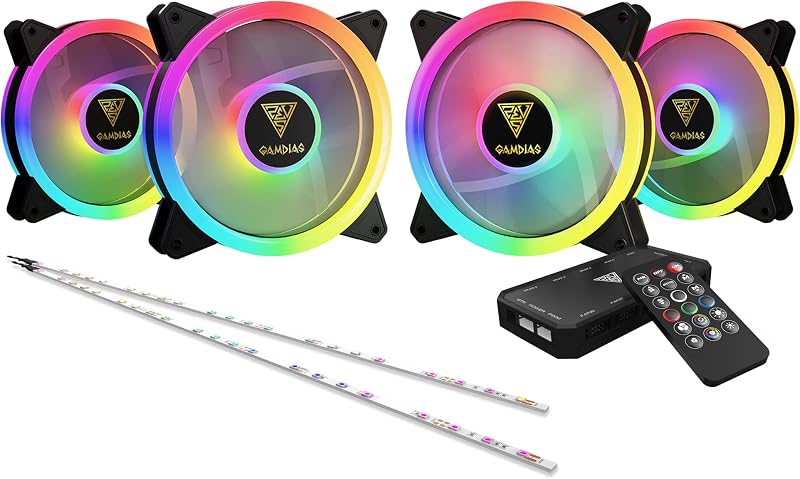 GAMDIAS AEOLUS M2 1204R ELITE 120mm ARGB PC Case Fan 4 Pack PWM Remote