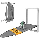 Xabitat Ironing Board 36.2" x 12.2" Wall Mounted Compact Fold Down, Gray | Space-saving design, cotton cover, compact fit for laundry rooms and closets with Iron Holder