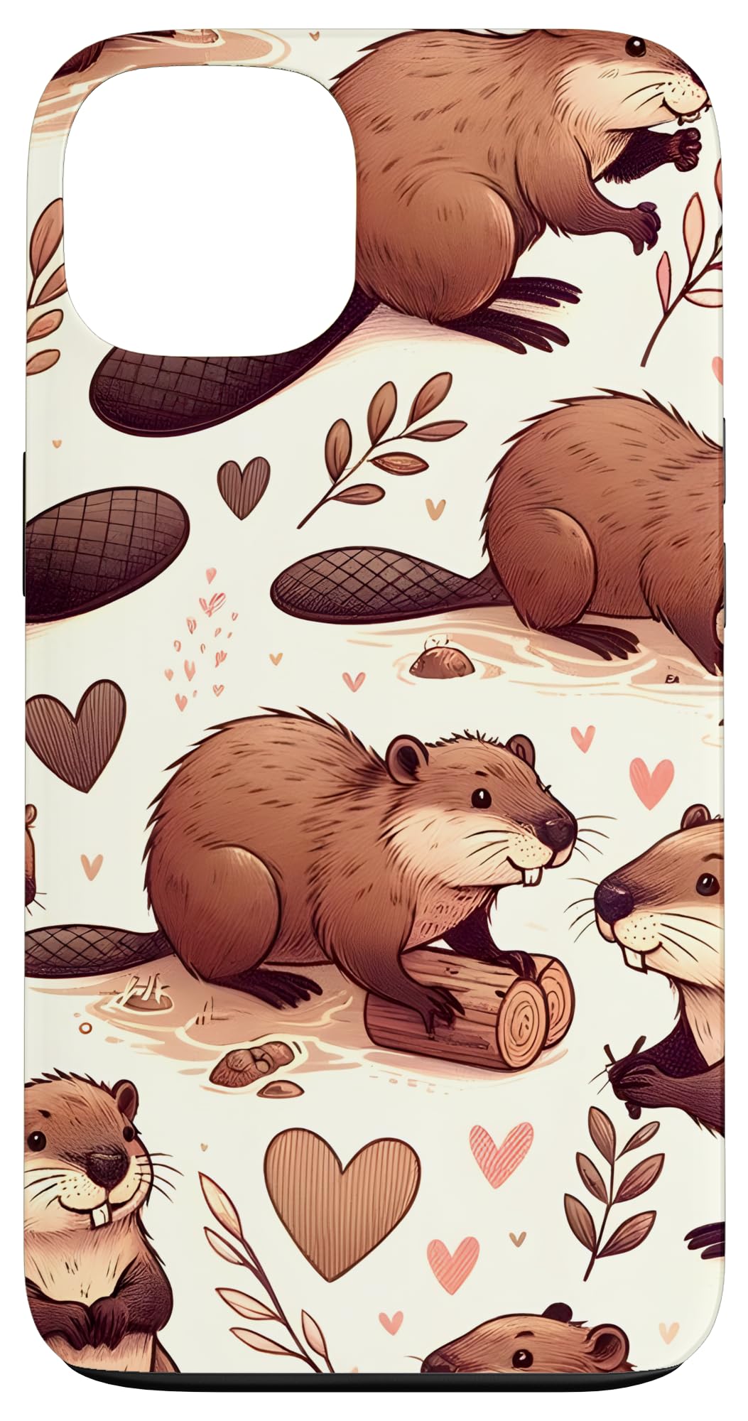 Cute Beavers Pattern Beautiful Beaver Case for iPhone 13