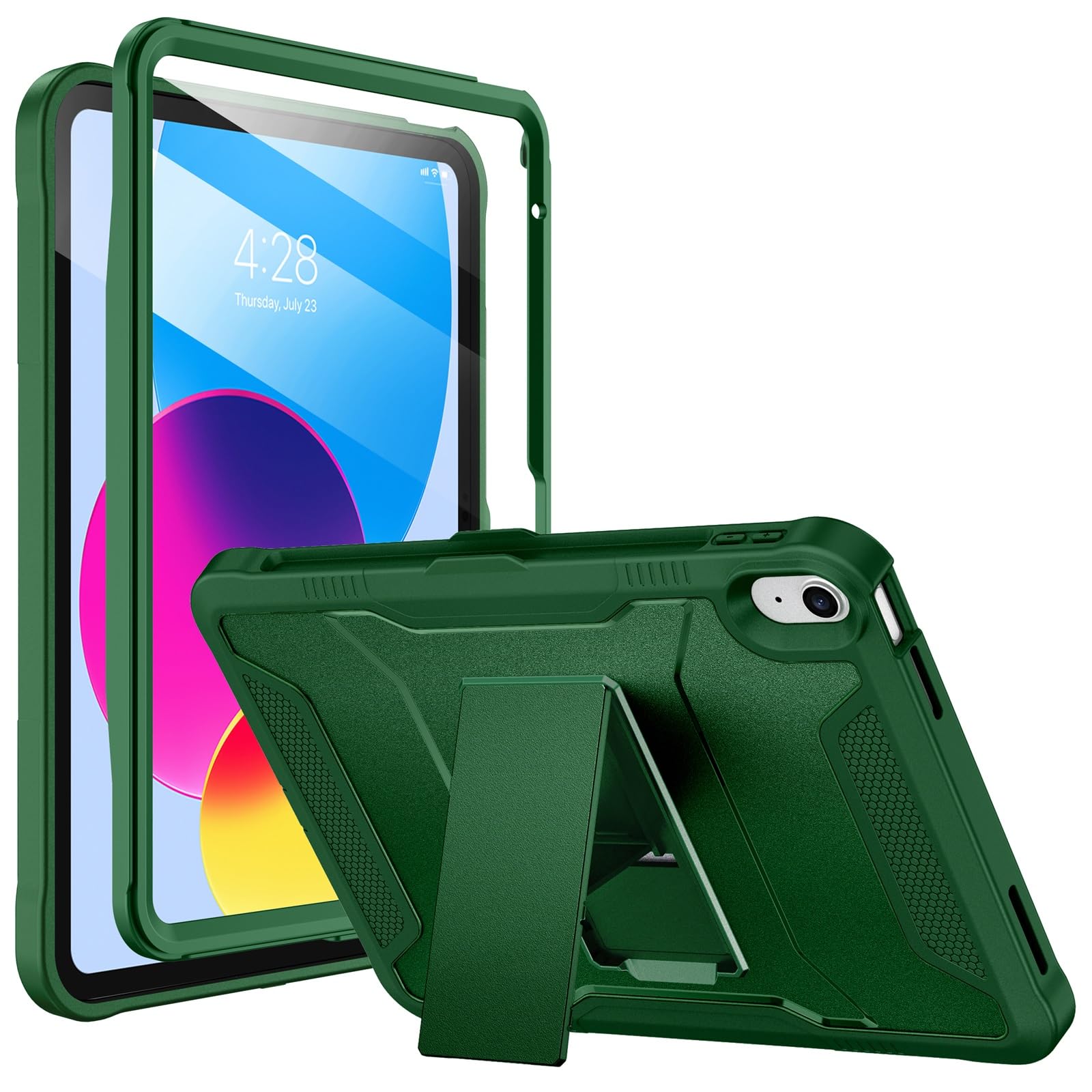 Photo 1 of Soke Case for iPad (A16) 11th Generation 11-inch 2025, iPad 10th Generation 10.9-inch 2022, with Built-in Screen Protector and Kickstand, Rugged Full Body Protective Cover - Alpine Green