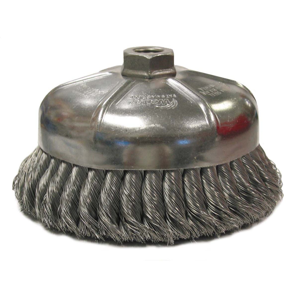 Weiler 12866 6" Single Row Knot Wire Cup Brush, 0.035" Steel Fill, 5/8"-11 UNC Nut, Made in the USA