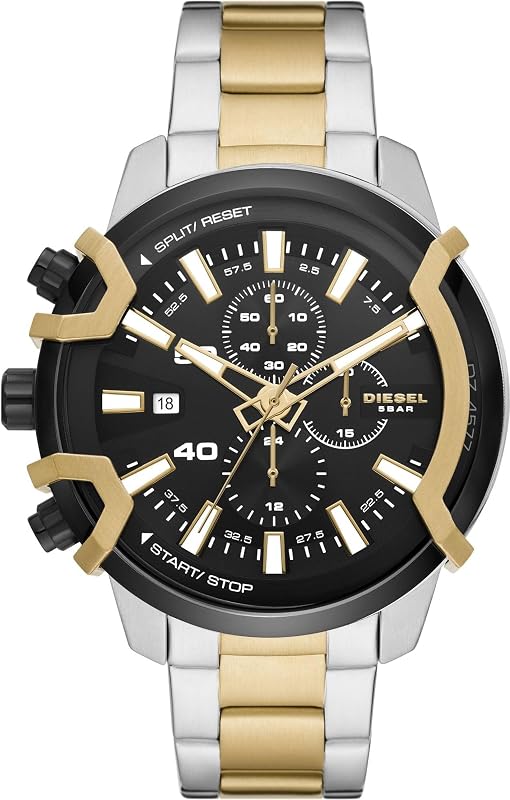 Herrenuhr Griffed, Chronographenwerk, 48mm dreifarbiges Edelstahlgehäuse mit Edelstahlarmband, DZ4577