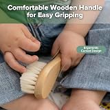 haakaa Wooden Baby Hair Brush Natural Wool Bristles in Carry Pouch view 7