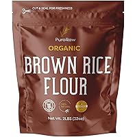 Brown Rice Flour, 2lb, Premium Brown Rice Flour Gluten Free, Rice Flour for Baking, Fine Brown Rice Flour Bulk, Superfine Ric