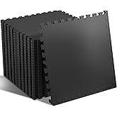 SUPERJARE 0.56'' Thick 24 Pcs 96 Sq Ft Rubber Top Exercise Equipment Mats, High Density EVA Foam Mats with Rubber Top, Interl