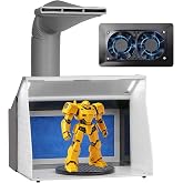 VEVOR Airbrush Spray Booth Portable Hobby Airbrush Paint Spray Booth Kit | For Painting Models, Arts, Crafts, Cakes, with 4 LED Light, Powerful Dual Exhaust Fans, Turntable and 6 ft Extension Hose