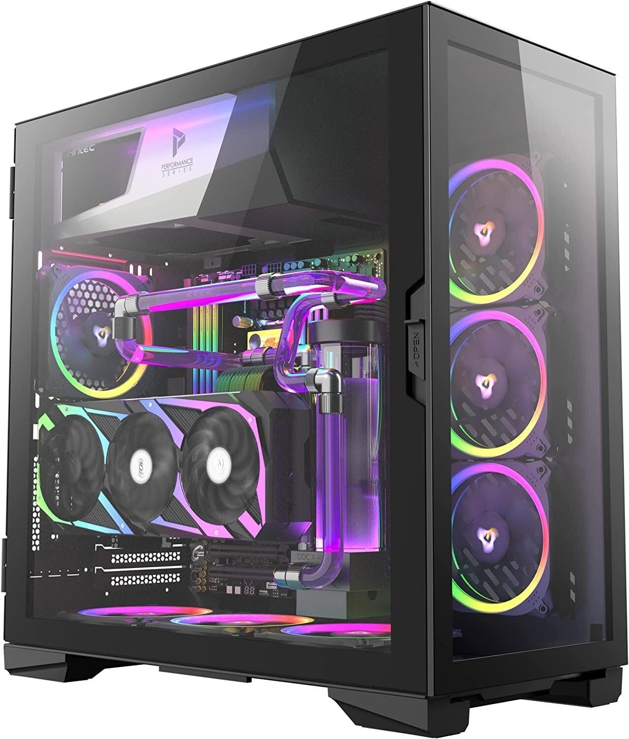 Antec Performance Series P120 Crystal E-ATX Mid-Tower Case, Tempered Glass Front & Side Panels White Led USB3.0 X 2, Aluminum Vga Holder Included - PC