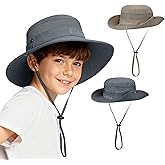 Durio 2-Pack Kids Sun Hat - UPF 50+ Wide Brim Sun Protection Bucket Hat for Boys Girls, Breathable Adjustable Outdoor Hats