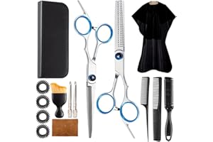 15 pcs Hair Cutting Scissors Professional, Thinning Shears for Hair Cutting, Stainless Steel Barber Scissors, Lengnoyp Haircut Scissors Hair Cutting Kit for Women, Men