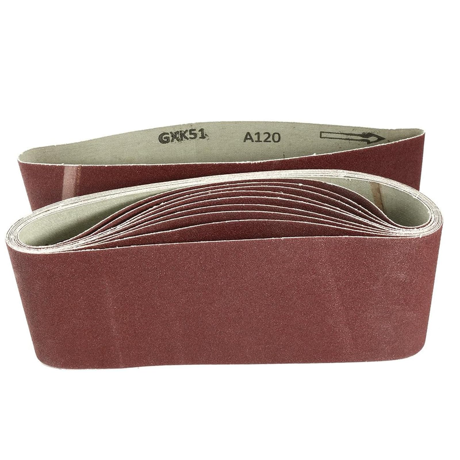 TA-VIGOR 10Pcs 100mm x 610mm Sanding Belt 120 Grit, 4 Inch x 24 Inch Aluminum Oxide Sandpaper Belts for Portable Strip Sander Wood Finishing Metal Drywall Polishing Sharpening Abrasive Paper