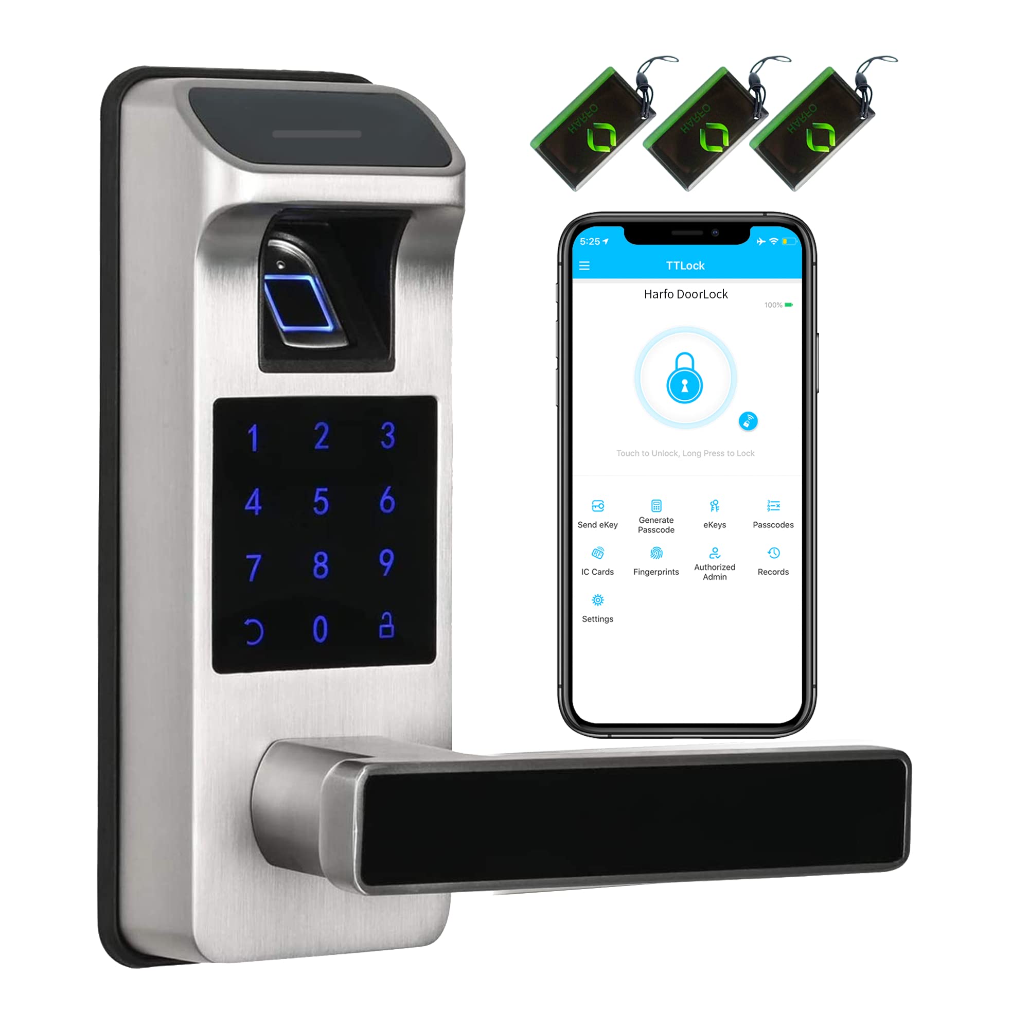 Smart Deadbolt Lock, HEANTLE Fingerprint Smart Locks For Front