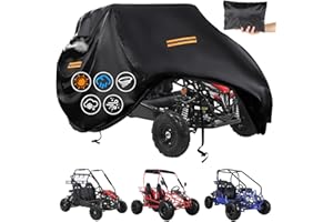 CONFUTURY Go Kart Covers Waterproof,Heavy Duty 420D Oxford 2 Seater Go Kart Cover,Go Kart Accessories with Air Vent,4 Reflective Handles,2 Windproof Buckles,Protective Gokart Car Cover for Coleman KT196,Segway