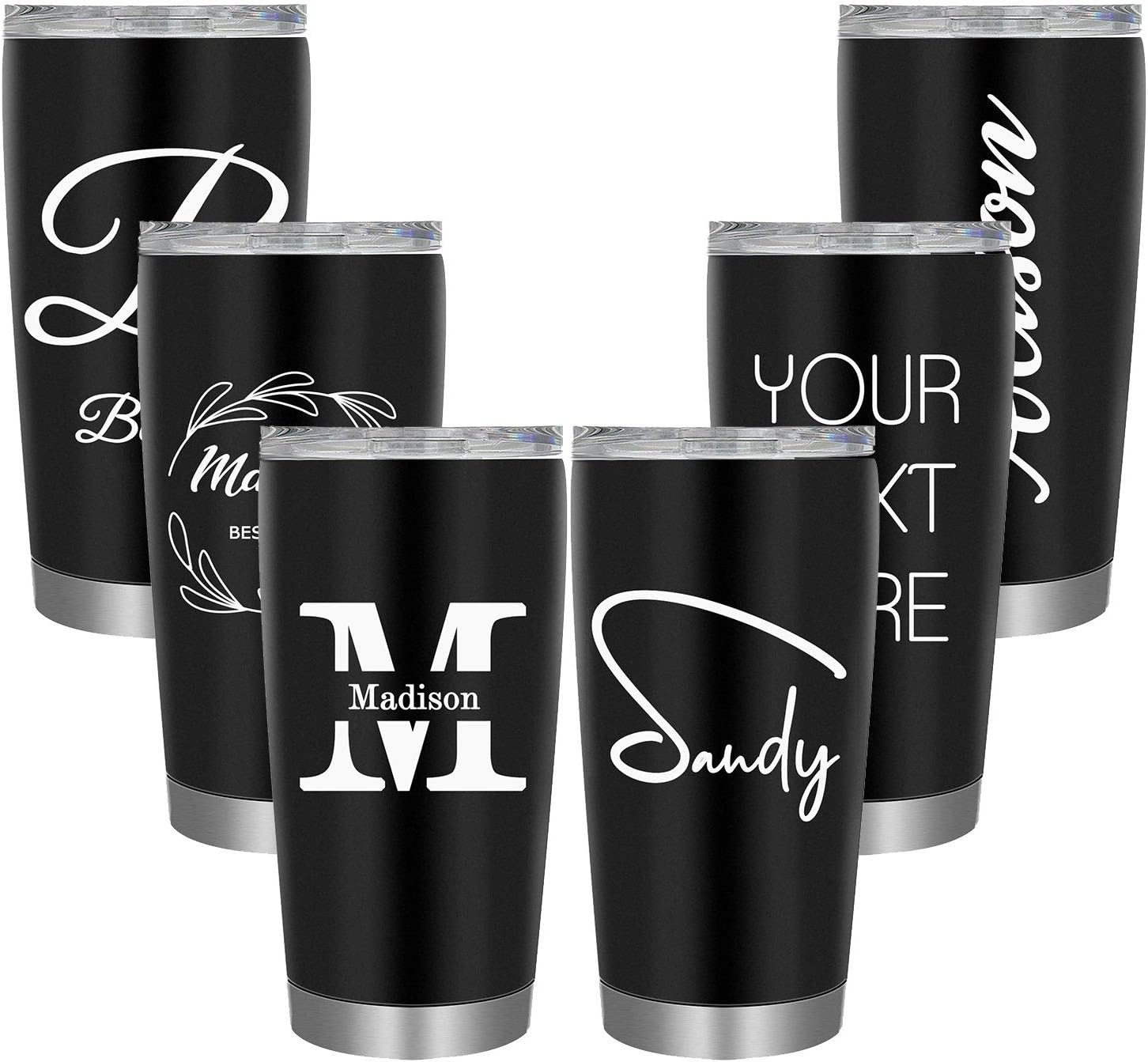 Amlion Personalized Insulated Tumbler Stainless Steel 20 Oz with Lid Custom Mug