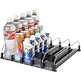 Hodge Home Essentials Black Spring-Loaded Drink Dispenser for Fridge – Automatic Beverage Pusher Organizer for Cans & Bottles – Self-Facing Refrigerator Can Dispenser, Soda Organizer for Kitchen