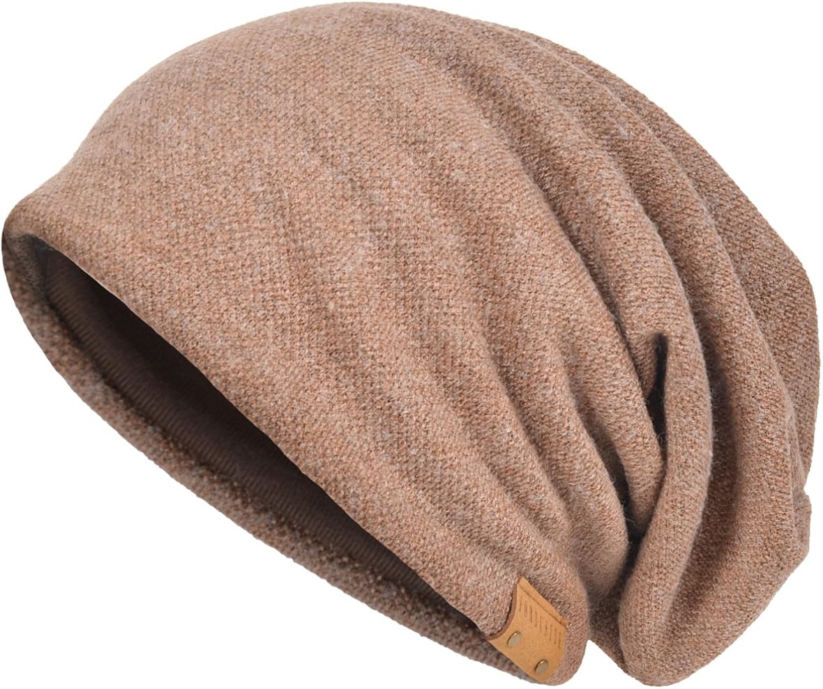 VECRY Men's Cool Cotton Beanie Slouch Skull Cap Long Baggy Hip-hop Winter Summer Hat (Cable-White) at  Men’s Clothing store