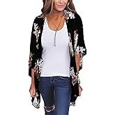 CASURESS Women's Cardigan-Sheer Kimono Loose Summer Floral Print Cover Ups