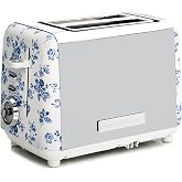 Laura Ashley China Rose 2 Slice Toaster - Toasters 2 Slice Wide Slot | High Lift Lever, 7 Browning Levels, Defrost, Bagel Modes, Removable Crumb Trays, Warming Rack, Energy Saving, Stainless Steel