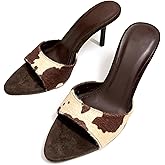 MELGONMG Women'S Suede Pointed Open Toe Stiletto High Heel Mules Sandals Sexy Backless Slingback Slip-On Kitten Heel Slide Sandals For Party Prom Backless Dress Slipper Shoes