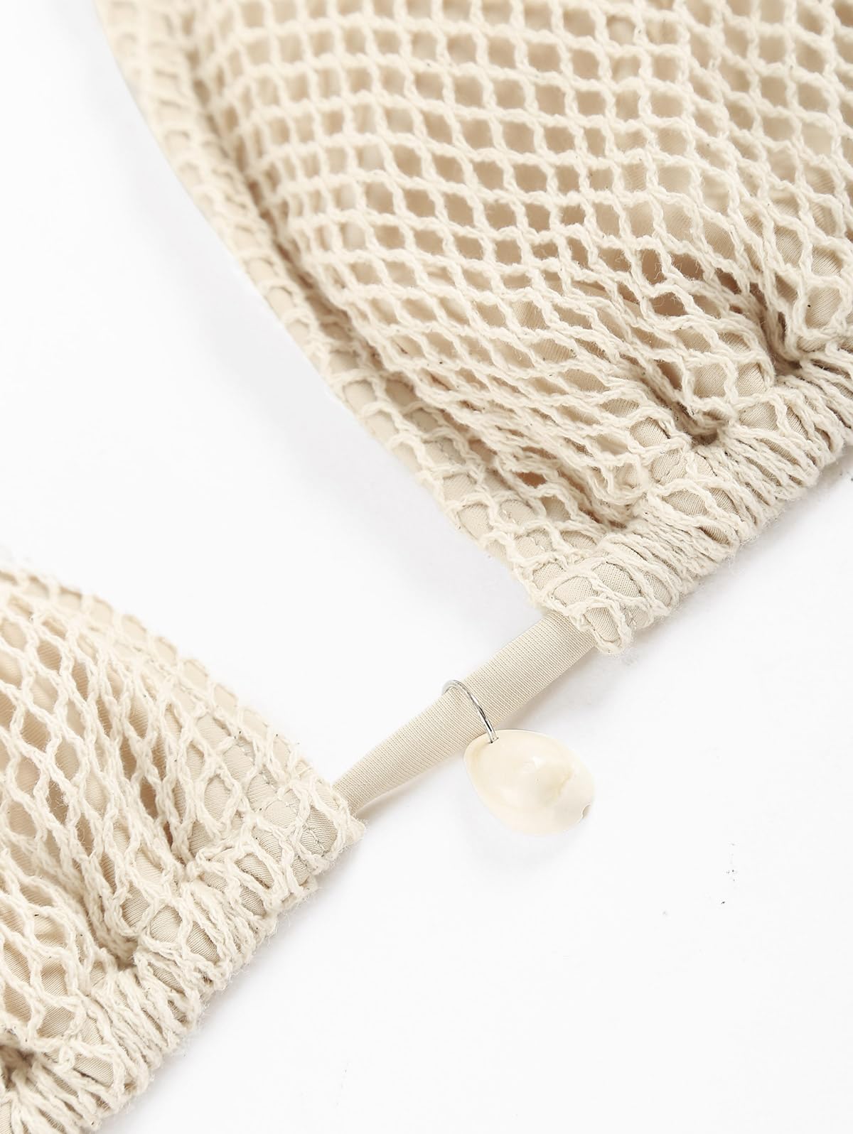 ZAFUL Women's Triangle Bikini Multiway Fishnet Tie Side Bandeau Halter String Bikini Set Two Piece Swimsuit Bathing Suits (1-Light Coffee, S) - Image 4