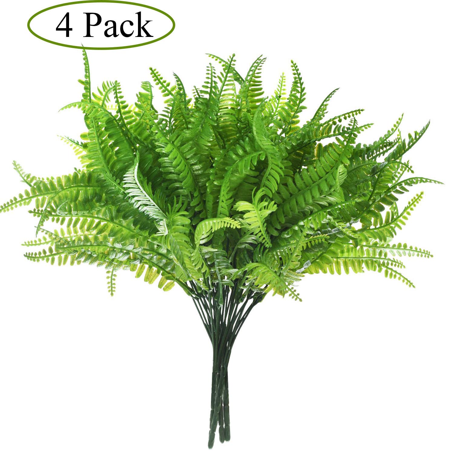 4 Pack Artificial Plants Boston Fern Bush Plant Shrubs,Artificial Boston Fern Plants Greenery Bushes Flower for House Office Garden Indoor Outdoor Decor