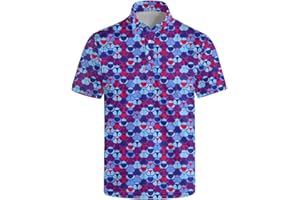 QAVHIGK Men's Funny Golf Shirts Hawaiian Polo Shirts 80S Flashes Polo Shirts Funny Hawaiian Beach Summer Golf Polo Shirts