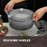 Overmont Enamelled Cast Iron Casserole Pot 26 cm 5.2L with Lid Grey view 2