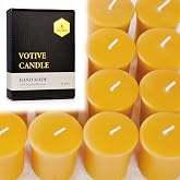 TELOSMA Organic Beeswax Votive Candles, Natural Yellow, Unscented, 12-Pack | Smokeless pure beeswax votive candles, Ideal atmosphere decor for weddings, restaurants, spa parties and indoor occasions