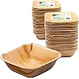 ECODECO Palm Leaf Compostable Plates - 50 pcs - 5 inch Square Bowl - Disposable Eco Friendly Like Bamboo Party Plates