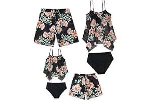 NIKDUCK Family Matching Swimsuit Set High Waisted Mommy and Me Swimsuit Two Piece V Neck Girls Bikini Bathing Suit