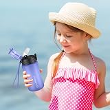 GOPPUS 350ml Kids Water Bottle with Straw Leakproof Flip Top BPA Free Purple view 6